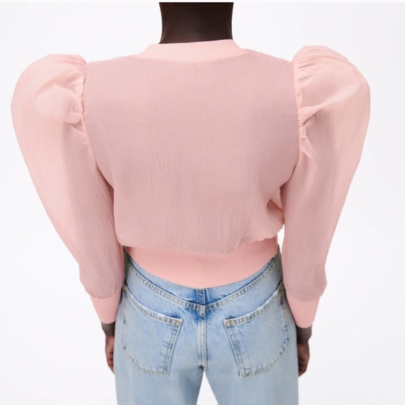 ZARA Knit Organza Jacket Pink - Picture 5 of 8